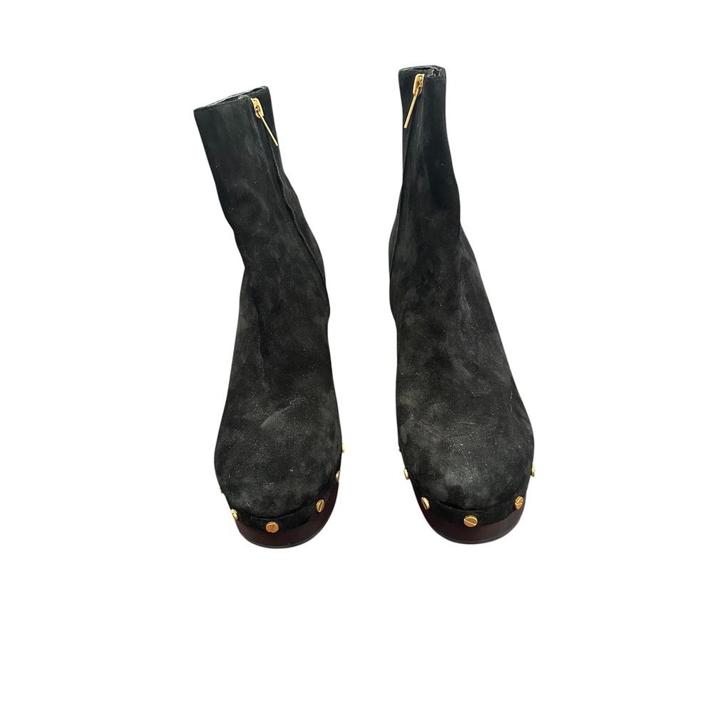 Veronica Beard Black Suede Studded Platform Clog Ankle Boots Water Repellent 9M - Picture 2 of 10